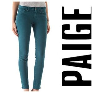 PAIGE TEAL SKYLINE SKINNY JEANS